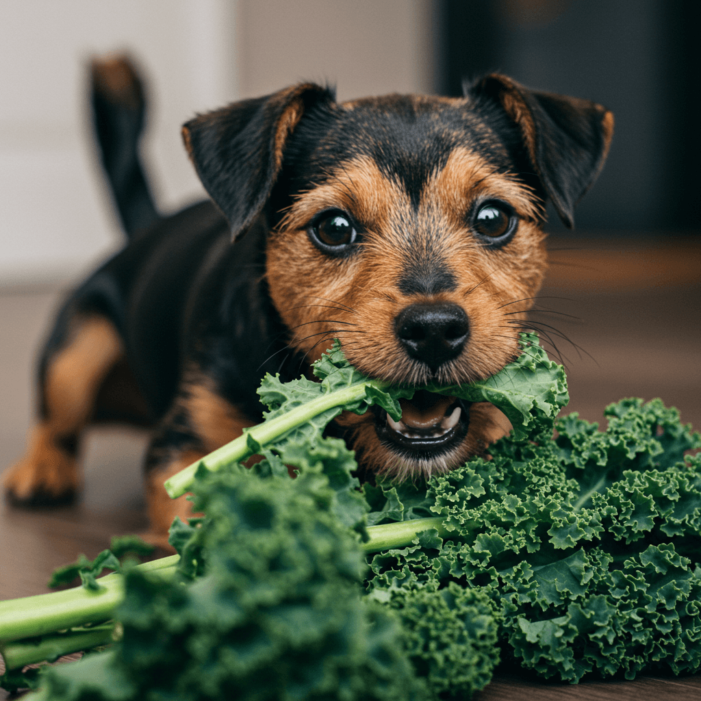 케일 씹는 닥스훈트 사진