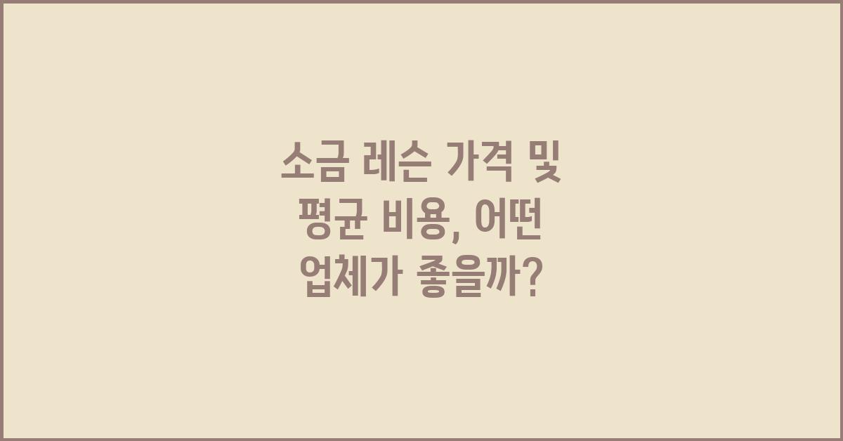 소금 레슨 가격 금액 업체 평균 비용