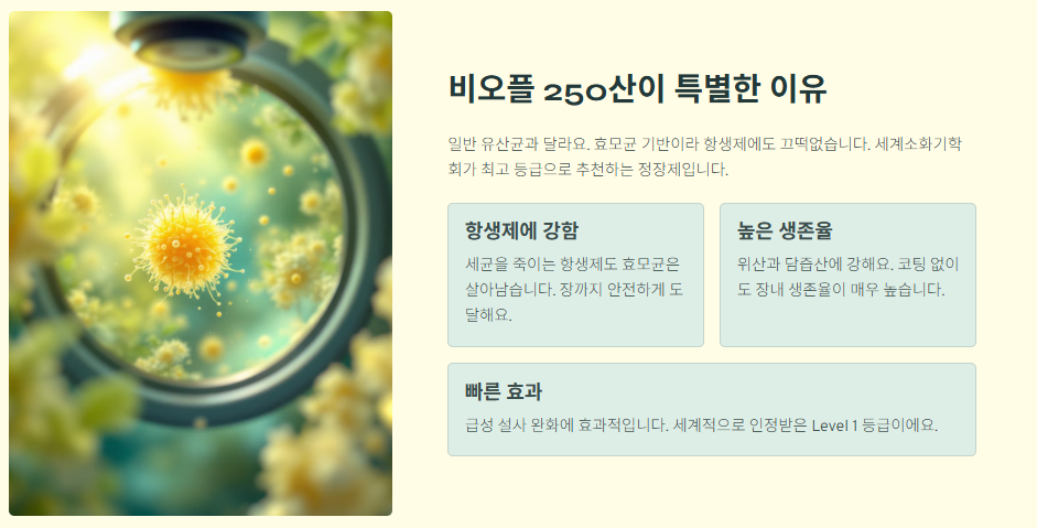 비오플 250산 특별한 이유