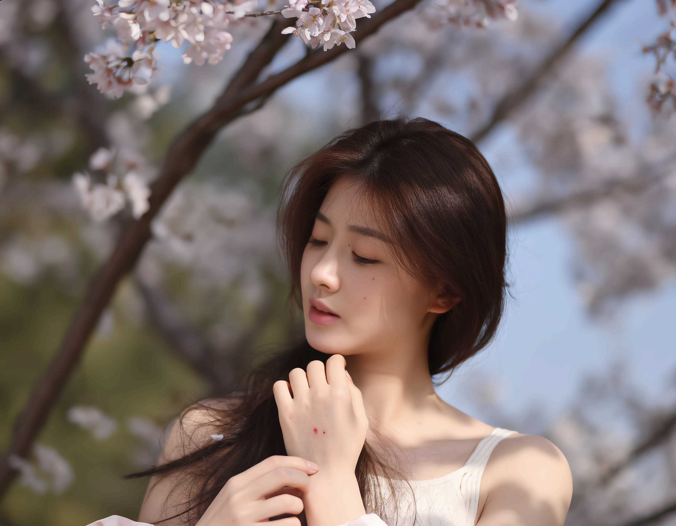 손을 긁고 있는 모습 클로즈업