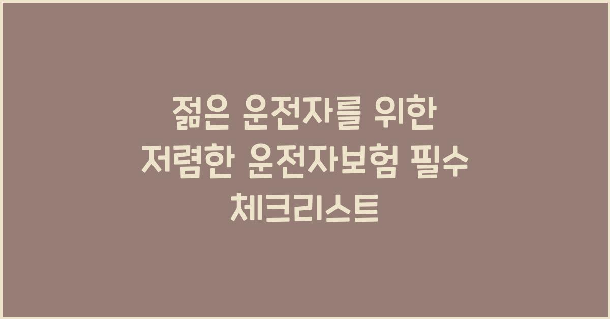 젊은 운전자를 위한 저렴한 운전자보험