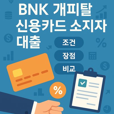 BNK 캐피탈 신용카드 소지자 대출 방법과 조건 비교