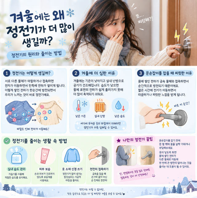 겨울에는 왜 정전기가 더 많이 생길까? 정전기의 원리와 줄이는 방법