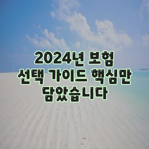 2024년 보험 선택 가이드 핵심만 담았습니다