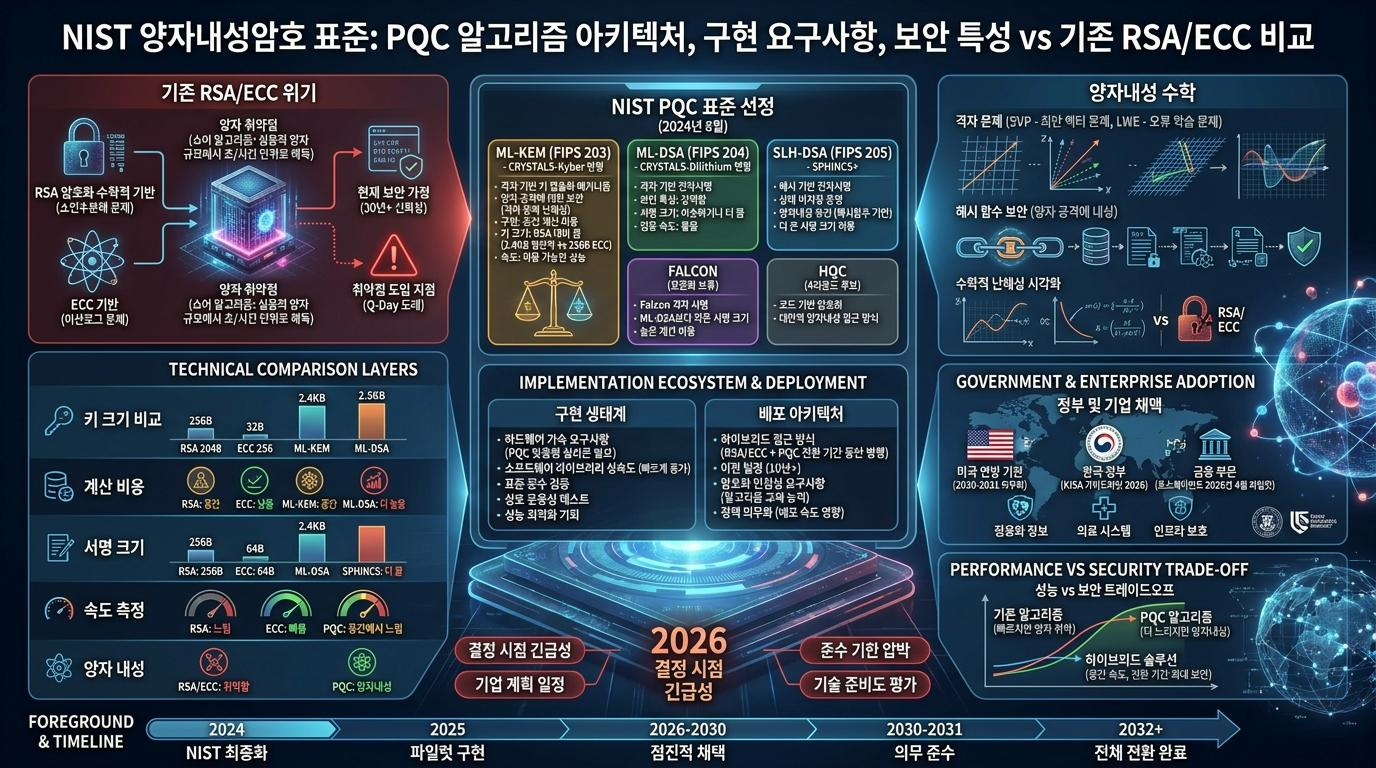 PQC 알고리즘, NIST 표준, 격자 기반, 해시 기반, 구현 아키텍처