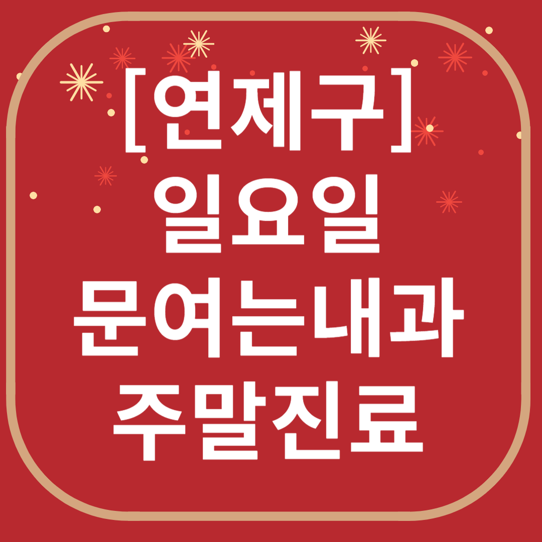 연제구 일요일 문 여는 내과 목록 ❘ 토요일 공휴일 주말 야간진료 병원 찾기