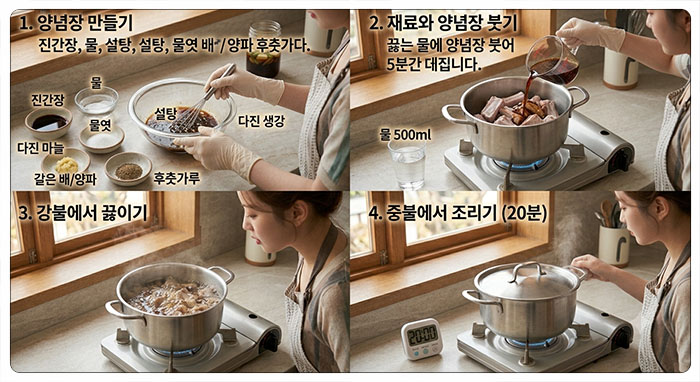 돼지갈비찜 양념장에 1차 끓이기
