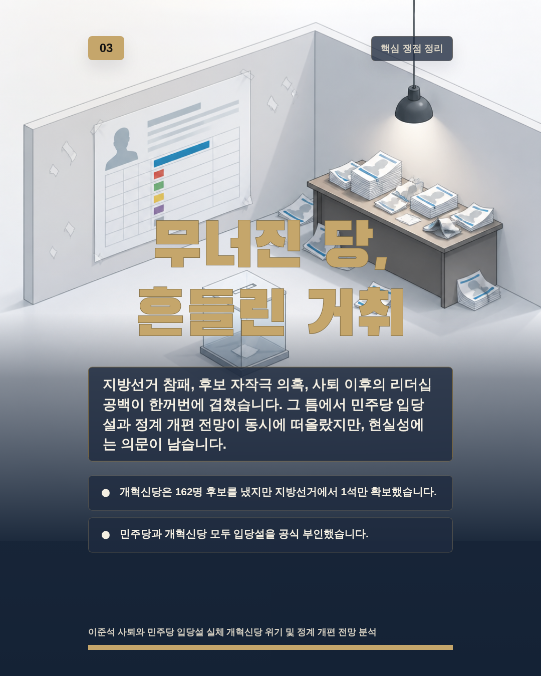 무너진 당, 흔들린 거취