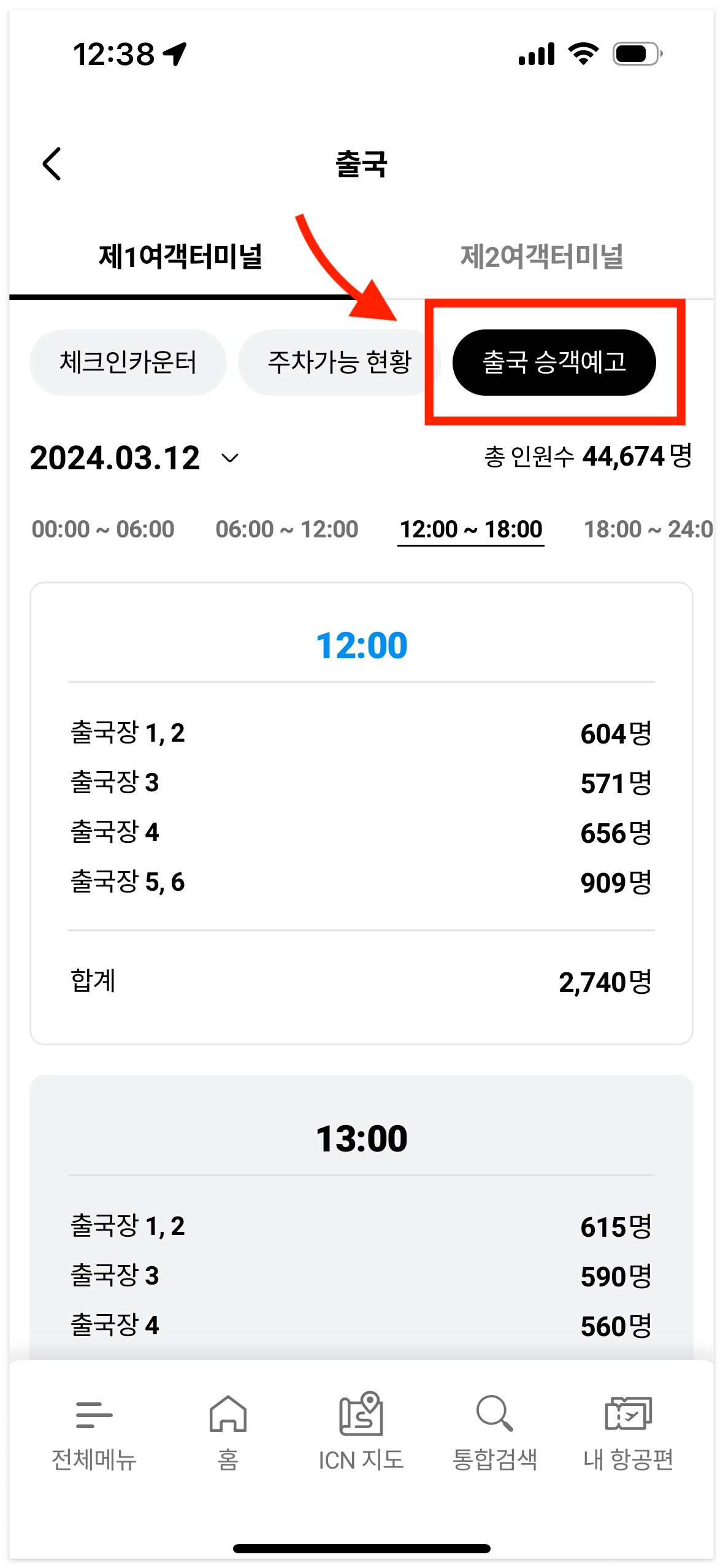 인천공항 혼잡도