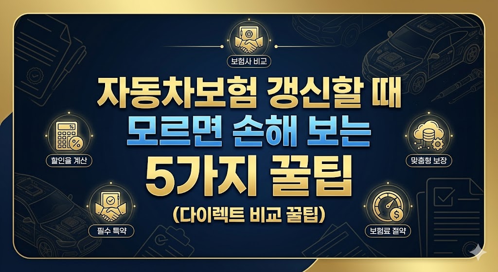 자동차보험 갱신 시 다이렉트 비교를 통해 보험료를 절약할 수 있는 5가지 핵심 꿀팁 가이드 메인 썸네일 이미지