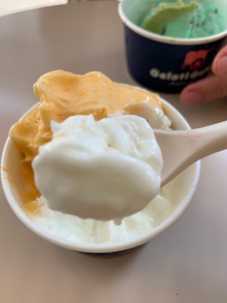 숟가락으로 푼 이철쌀 젤라또