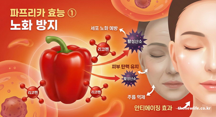 파프리카 효능 중 빨간색에 풍부한 리코펜의 활성산소 제거와 주름 억제 노화 방지 효과