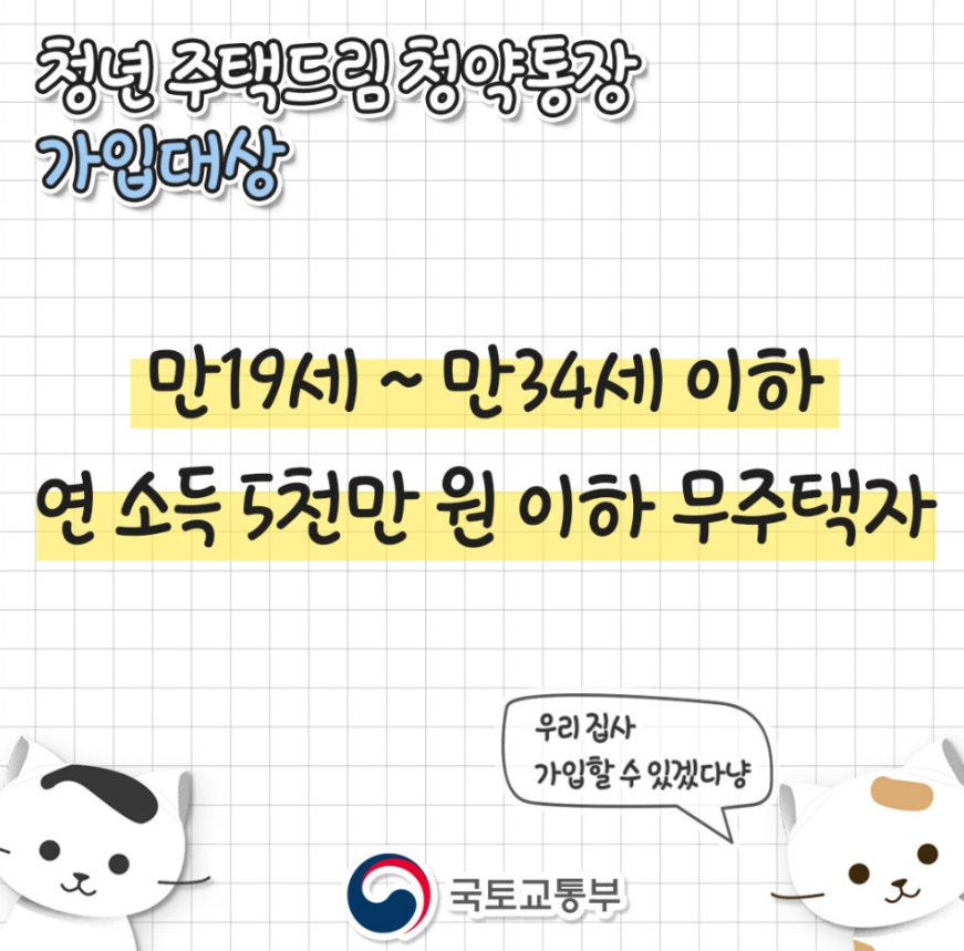 청년 주택드림 청약통장 가입 조건 설명 이미지