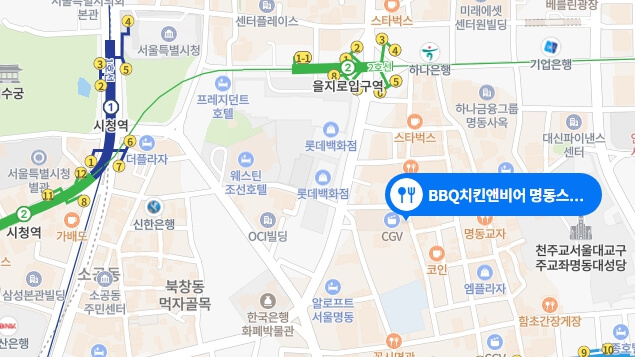 BBQ치킨앤비어-명동스타점-위치