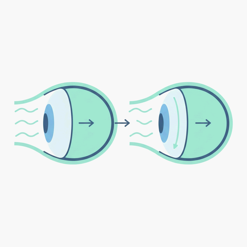 시각 적응의 비밀, 홍채와 수정체의 협력을 상징적으로 표현하는 일러스트레이션