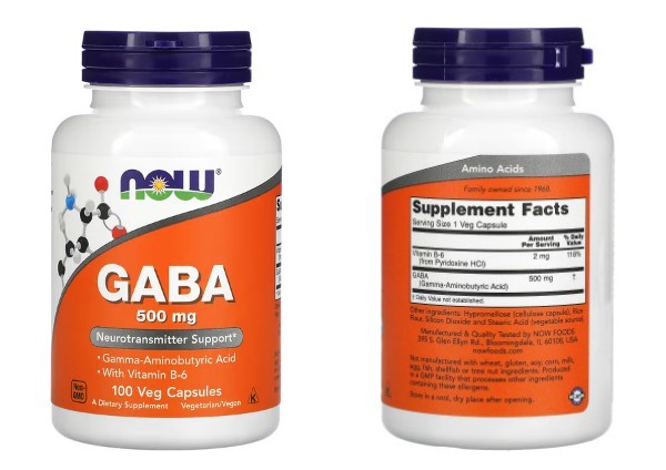 NOW Foods, 비타민B-6 함유 GABA, 500mg, 베지 캡슐 100정