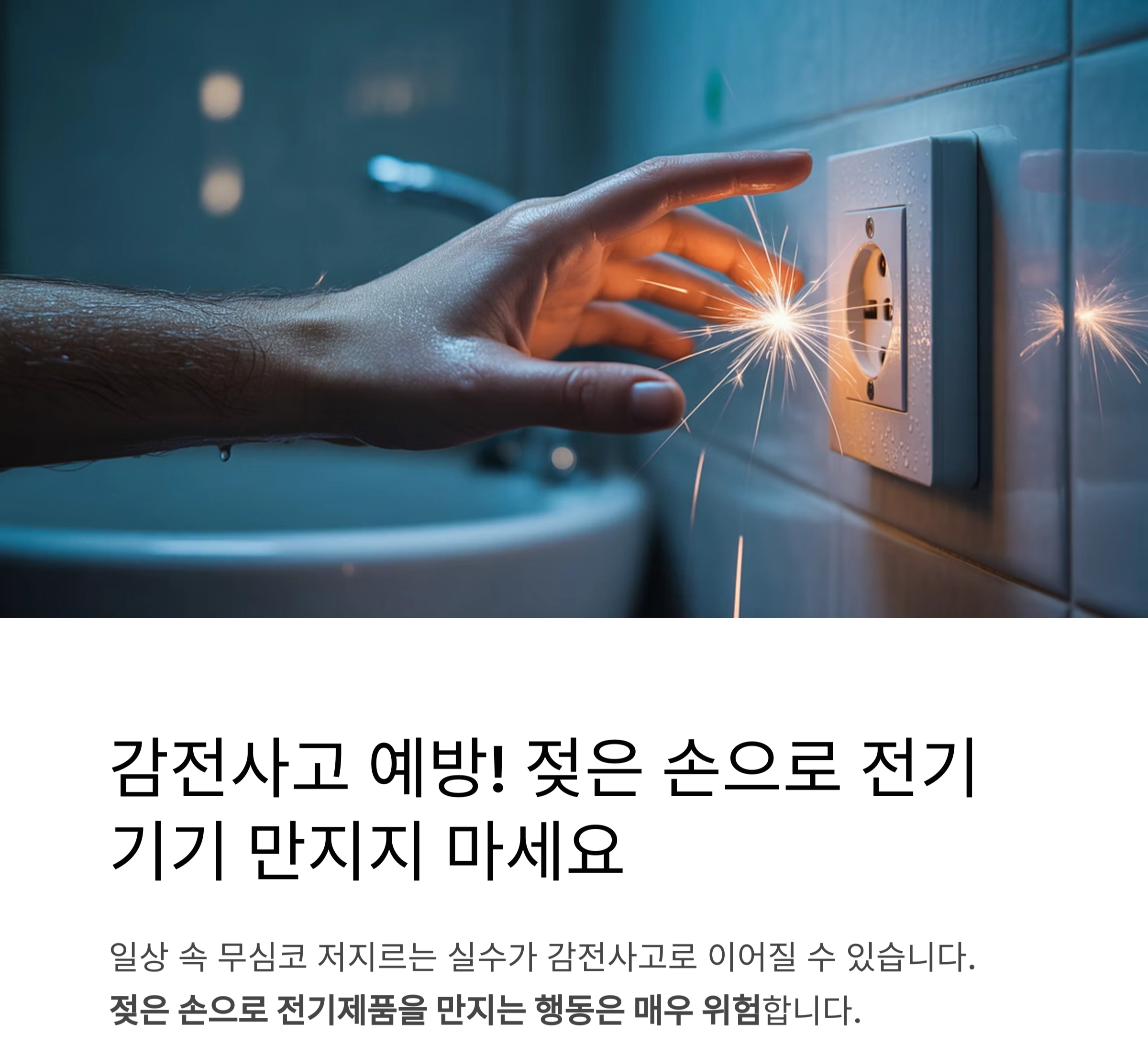 감전사고 예방! 젖은 손으로 전기기기 만지지 마세요