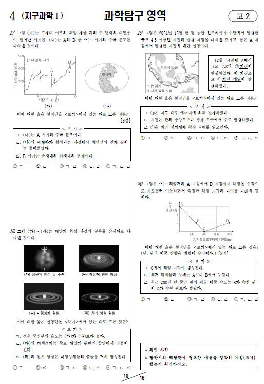 2022-3월-고2-모의고사-지구과학 1-기출문제-다운