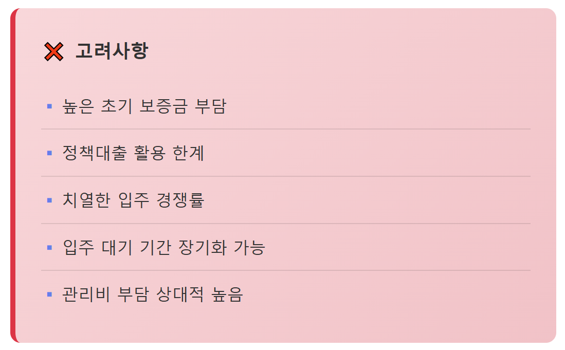 아파트형 미리내집 선택시 고려사항