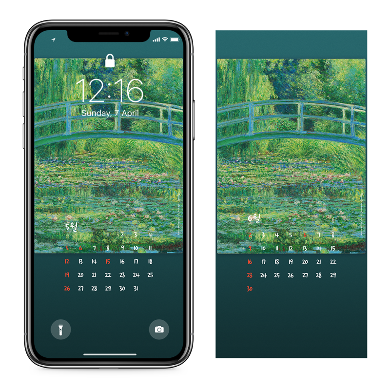 02 수련 연못 AB - 2024년5월 아이폰달력배경화면