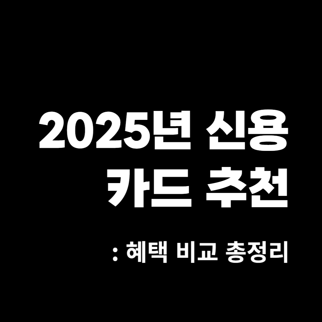 2025년 추천 신용카드 TOP 5 목록과 혜택 비교 표