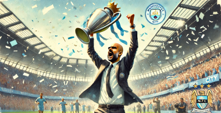 펩의 우승 후 기뻐하는 모습