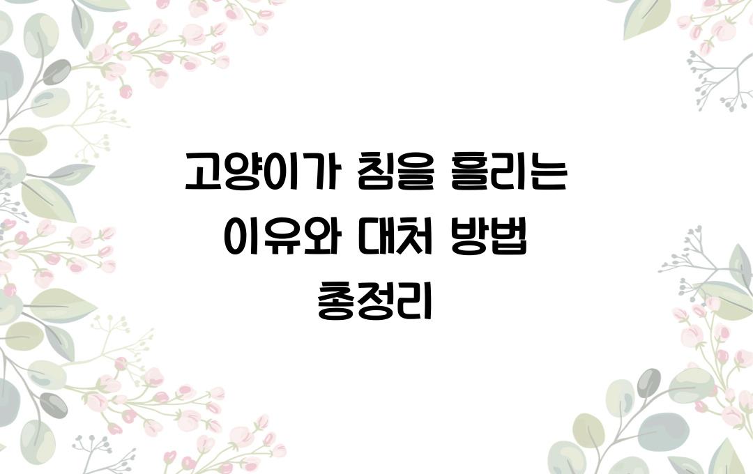 고양이가 침을 흘리는 이유와 대처 방법