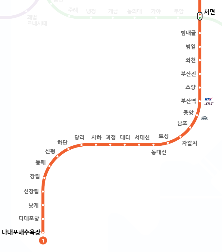 부산 1호선 노선도 크게 보기