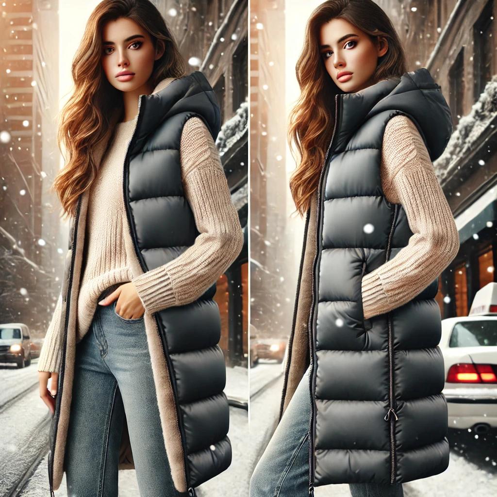 여성패딩롱조끼