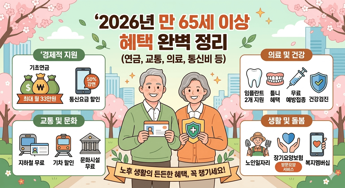 2026년 만 65세 이상 혜택 총정리 및 신청방법