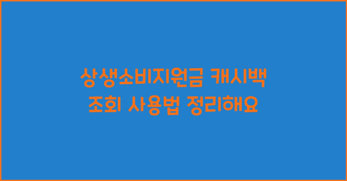 상생소비지원금 캐시백 조회 사용방법 알아봐요