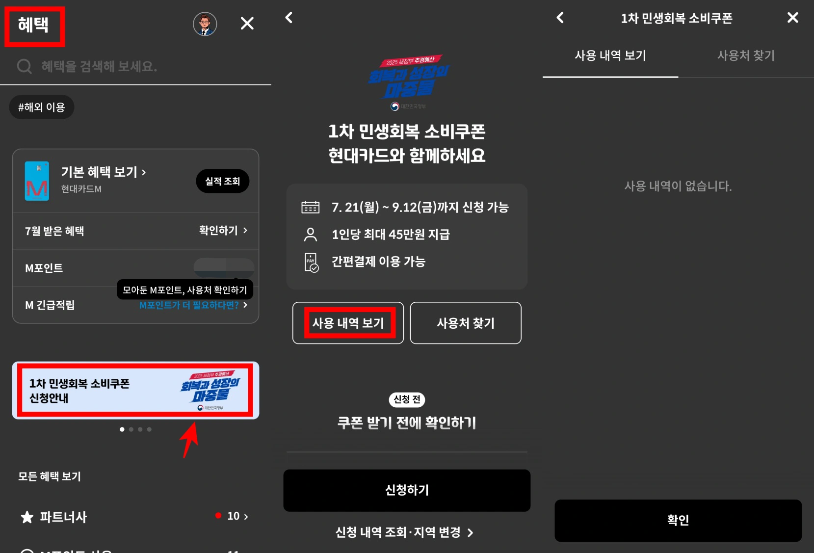 현대카드-소비쿠폰-잔액조회