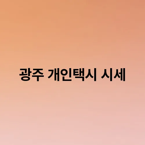 광주 개인택시 시세