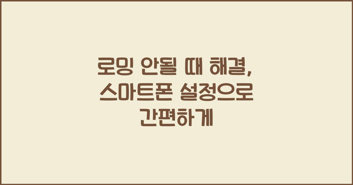 로밍 안될 때 해결
