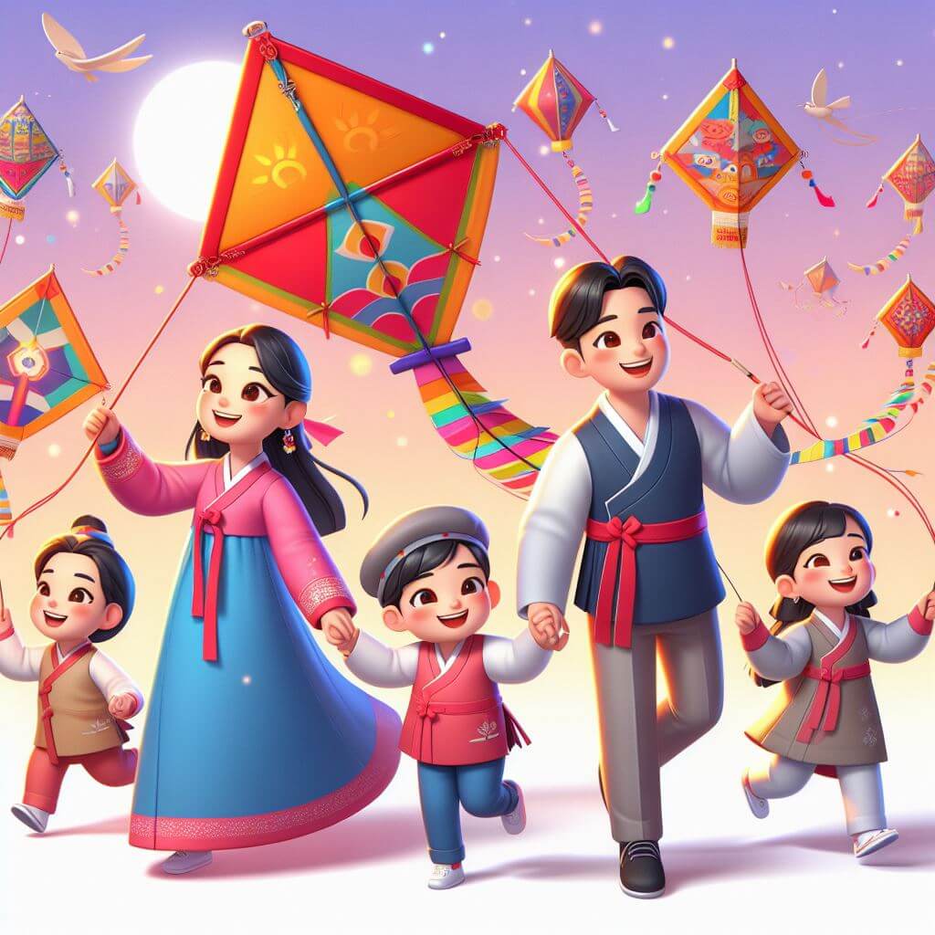 설날 연 날리기