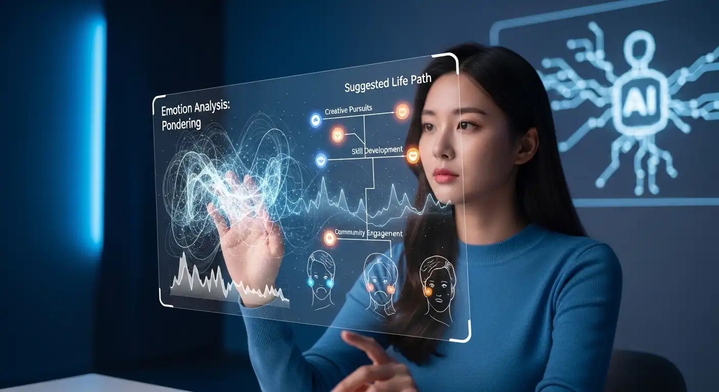 <img src="ai_guides_life_through_emotional_insight.webp" alt="AI가 인간의 감정을 분석해 삶의 방향을 제시하는 장면을 표현한 이미지 입니다">