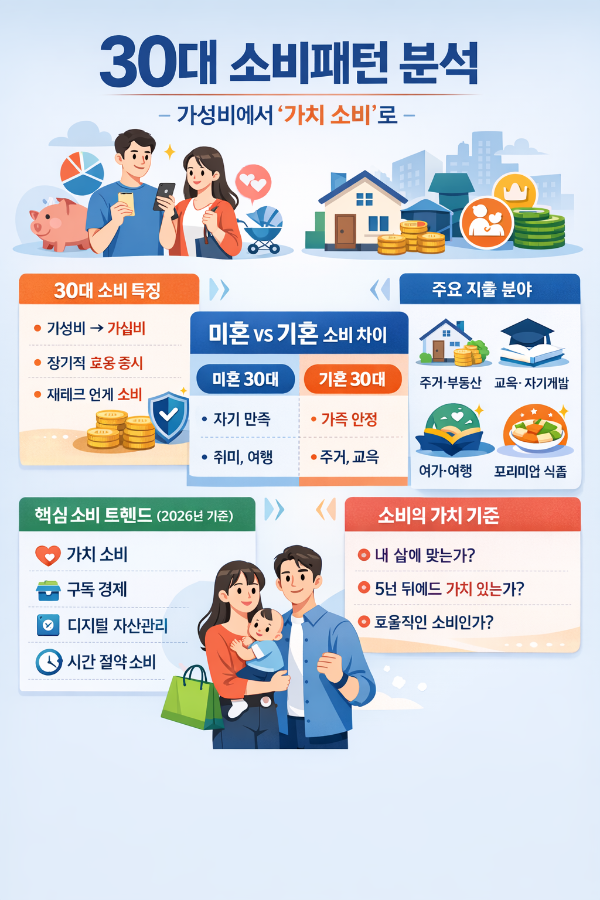 30대 소비패턴 분석: 2026년 트렌드로 보는 30대의 돈 쓰는 방식