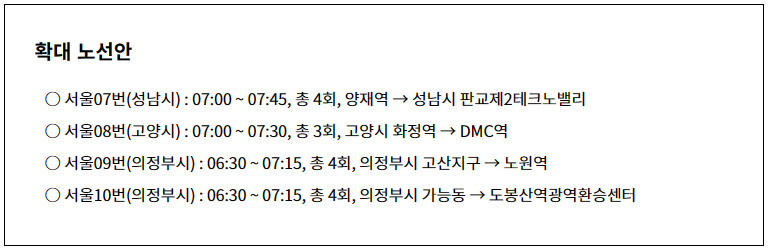 서울동행버스 확대노선