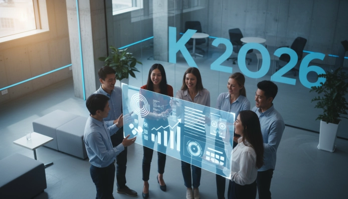 다양한 스타트업 창업가들이 현대적인 사무실에서 협력하며 성장하는 모습, K-스타트업 초기패키지 지원의 희망찬 미래를 상징합니다.