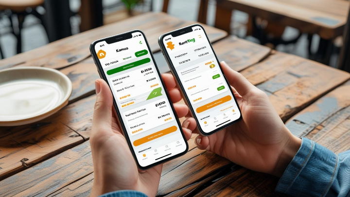 렌터카 비교 앱 화면과 보험 옵션 설명 예시. 완전면책 포함 여부와 가격 차이를 보여주는 이미지