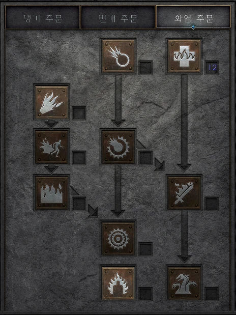 사신소서 가성비세팅 화염주문 스킬트리