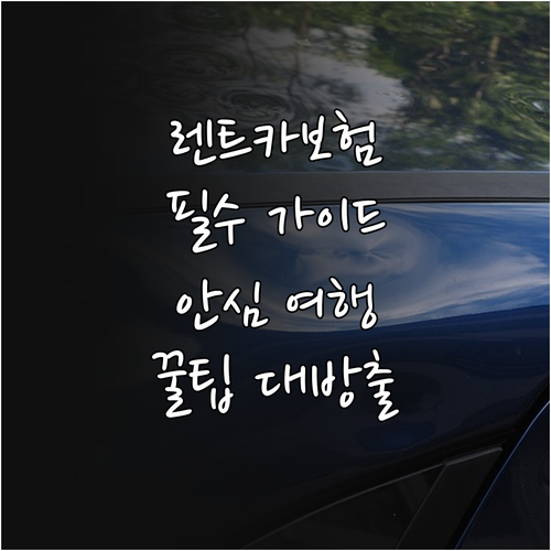 렌트카 보험 필수 가이드: 안심하고 