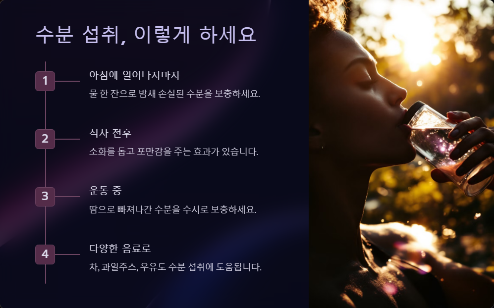 하루에 물 몇 리터가 적당할까? 수분 섭취 가이드