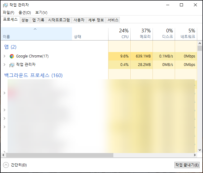 작업 관리자 확인하기