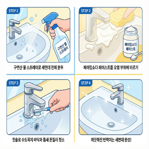 세면대 물때 &amp; 찌든 때, 천연 세제로 깨끗하게 해결!