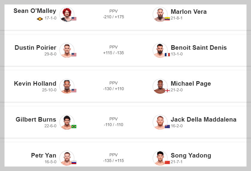 ufc 299 메인카드