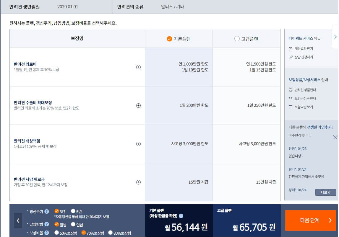 삼성화재 펫보험 비용