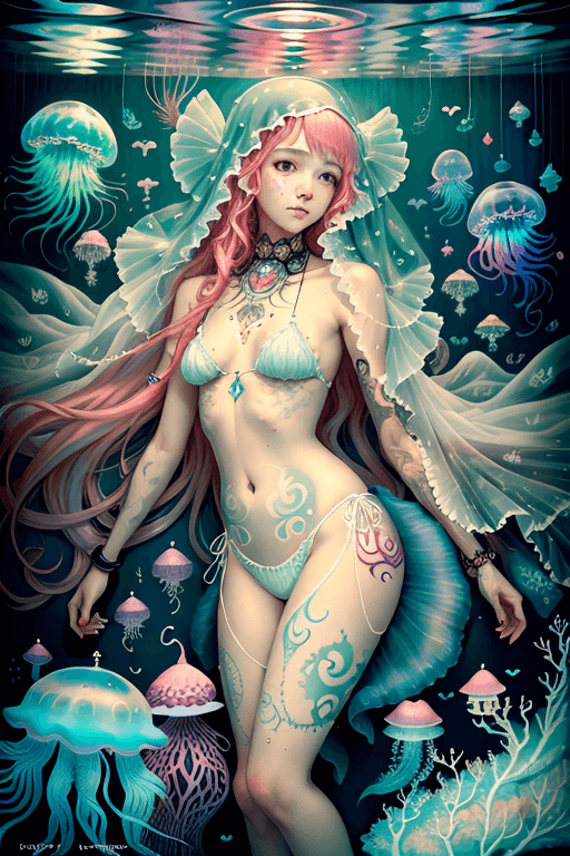 Playground AI로 생성한 그림(2) - 해파리 소녀