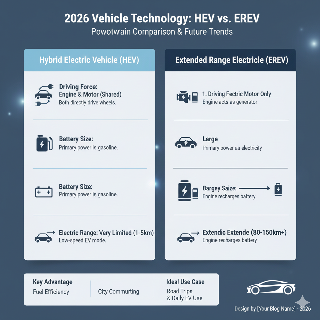 하이브리드와 EREV 차이점에 대한 비교표