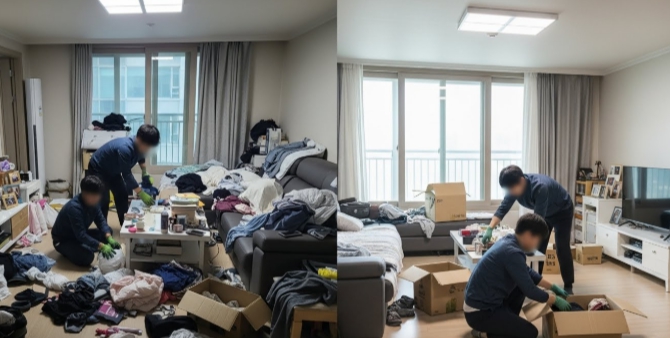 강릉 고독사 청소 모습